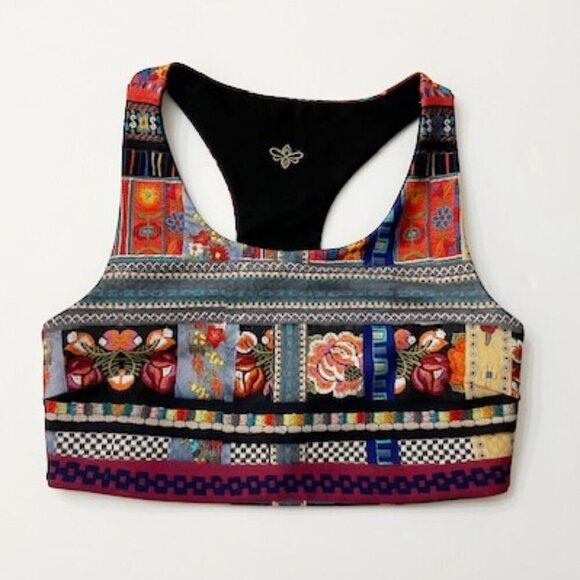 Johnny Was Active Beatrice Bee Active Reversible Sports Bra Multi Floral XS - Picture 2 of 7